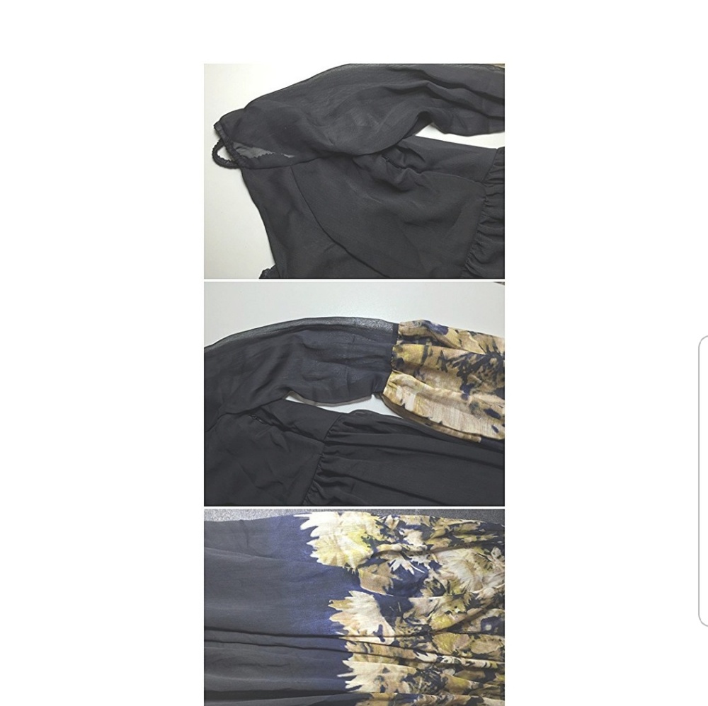 🌞HP 🌞Black and Gold Floral Pleated Maxi Dress - Picture 6 of 6